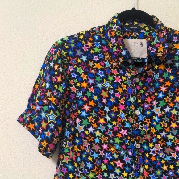 R13 Multistar Tony Button Down Shirt Men Medium - Picture 2 of 6
